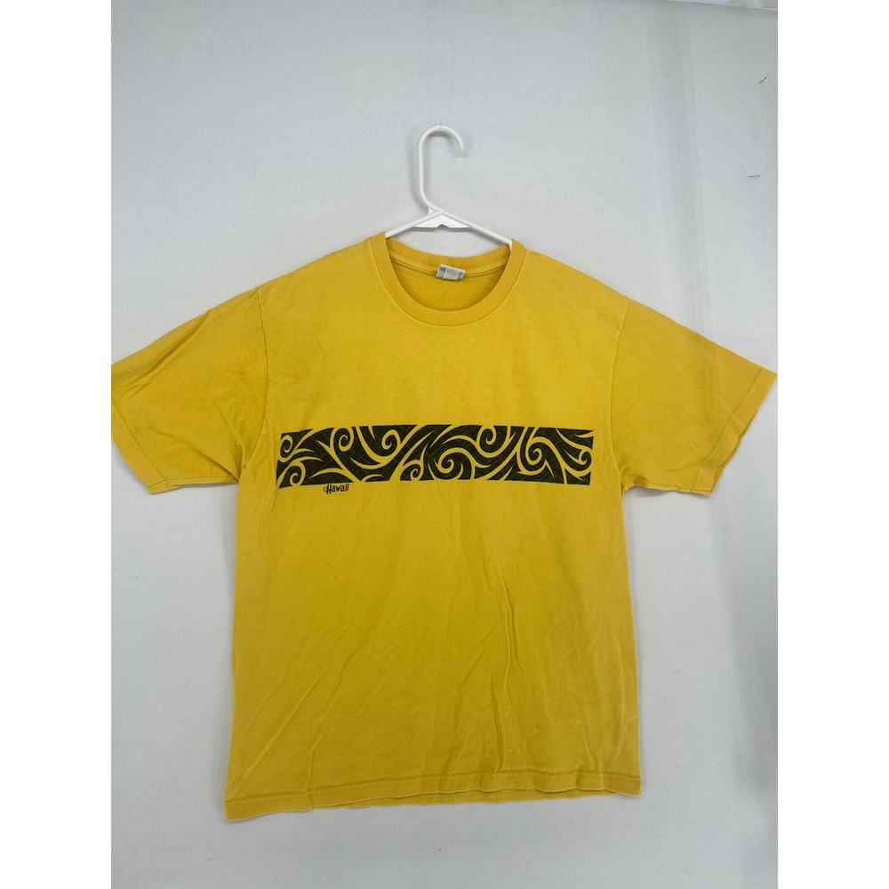 Crazy Shirt Hawaii Original T-Shirt Mens Medium Yellow Tribal Graphic AX4YL50 M